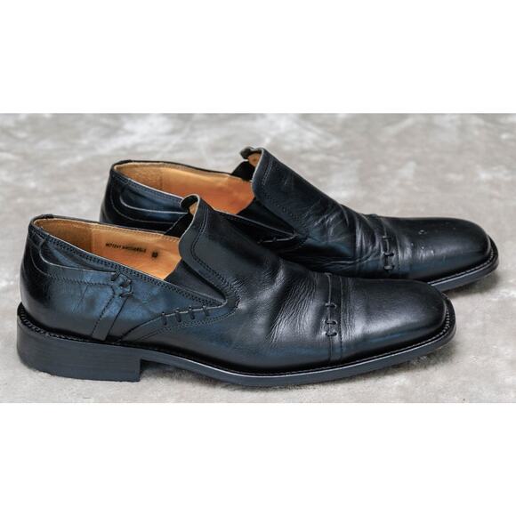 Kenneth Cole New York Black Leather Slip On Square Toe Loafers Mens Size 10 - Picture 3 of 15